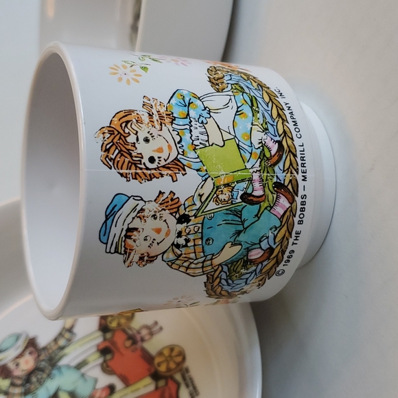 Vintage Raggedy Ann and Andy Dishes Cup & Bowl Set of 3 - Picture 5 of 15